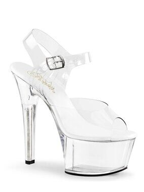 Pleaser Aspire 608 Clear Platform Heels Sandals